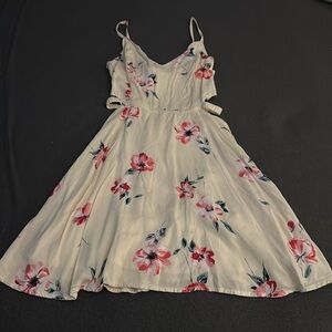 Hollister Yellow Floral Mini Dress Side Cutouts SM